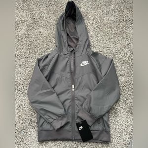 Nike Kids Gray Full-Zip Lightweight Hooded Jacket Size 7